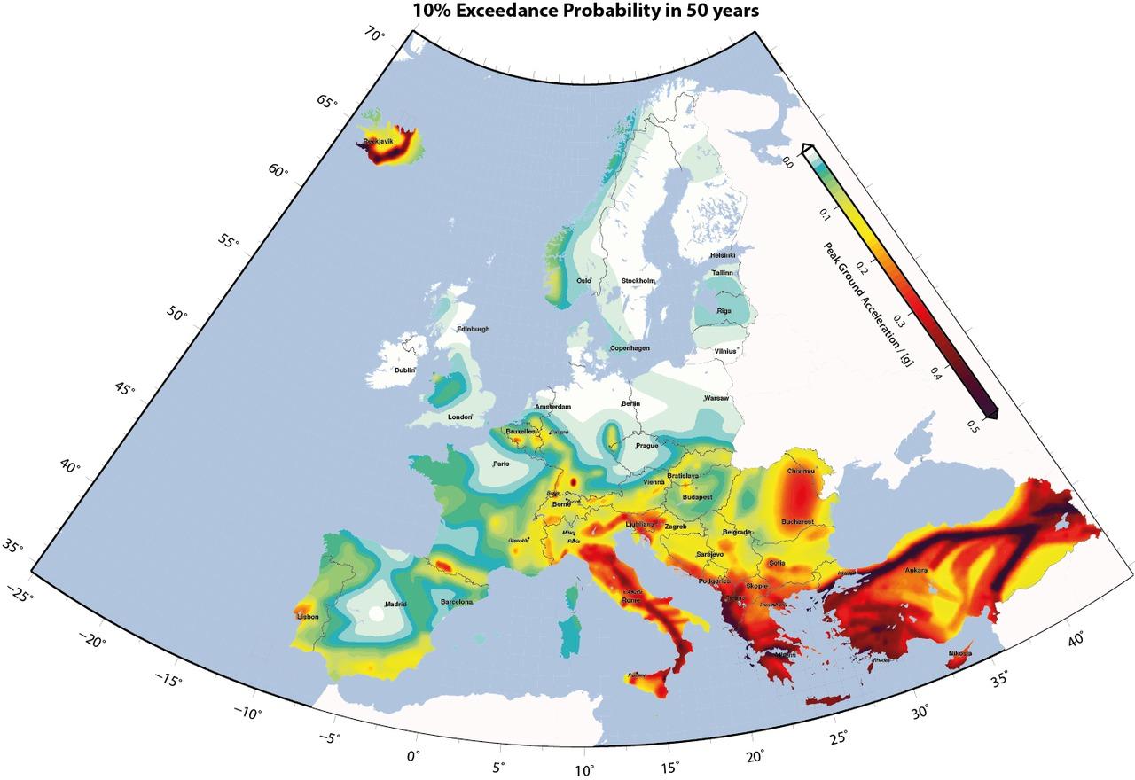 Место Молдовы на карте сейсмологической опасности в Европе