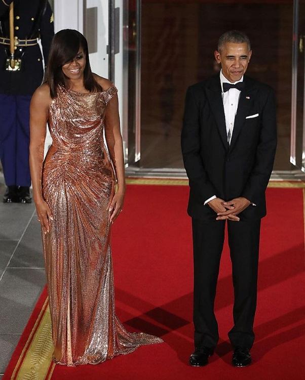 Michelle Obama a făcut senzaţie la ultimul dineu de stat de la Casa Albă