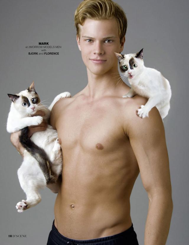 Irezistibil! Modele masculine super sexy, într-o ședință foto alături de pisici
