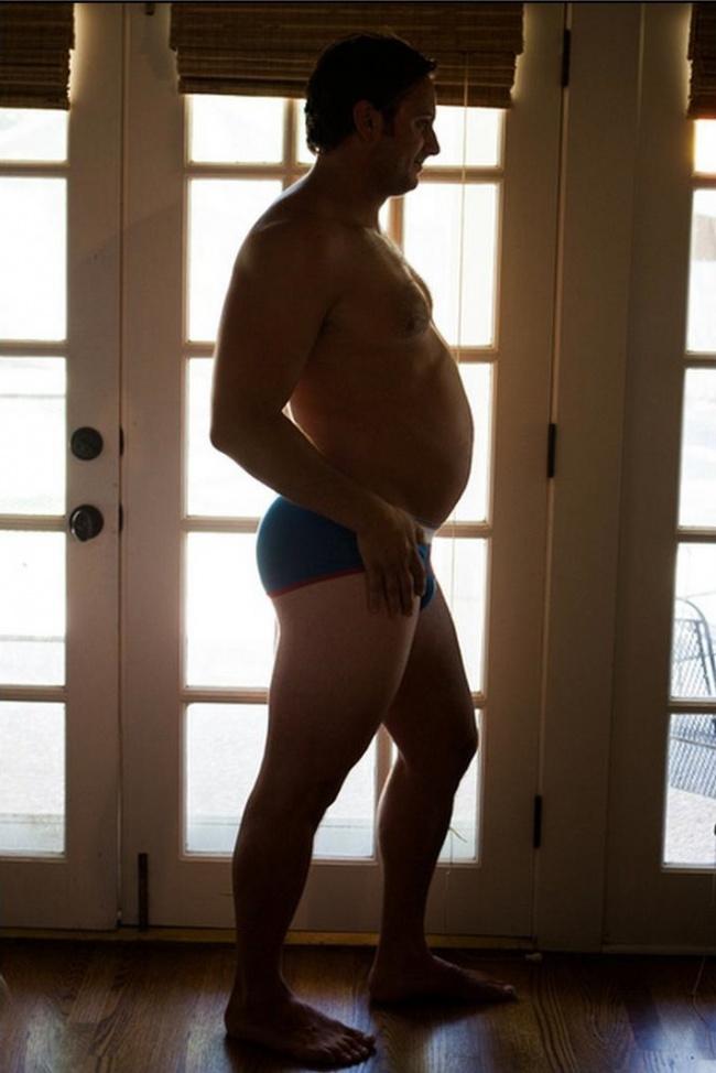 Жена не хотела фотографироваться беременной, поэтому будущий папа сделал это вместо нее