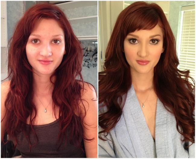 Девушки до макияжа и после