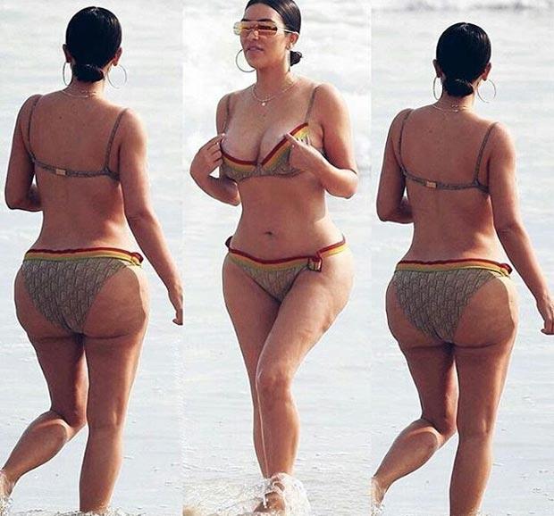 Ким Кардашьян впервые показала тело в бикини после скандала с целлюлитом