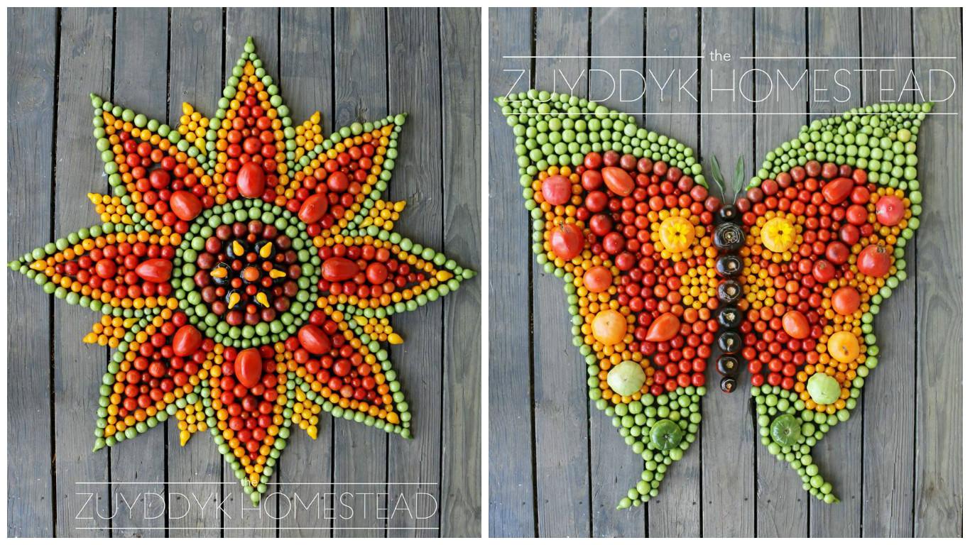 Un fermier face opere de artă din fructe și legume