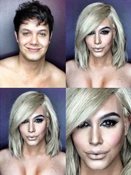 Мужчина с помощью макияжа перевоплощается в Ким Кардашьян, Бейонсе и других знаменитостей