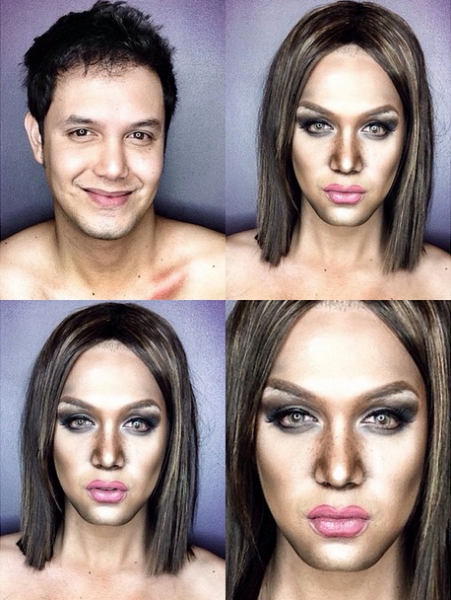 Мужчина с помощью макияжа перевоплощается в Ким Кардашьян, Бейонсе и других знаменитостей