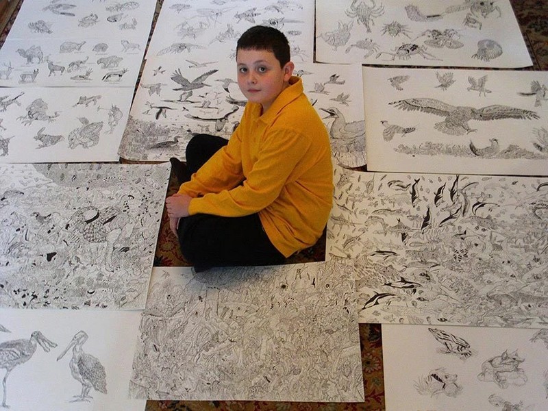 Этот 11-летний мальчик создает удивительные картины! Достойный наследник Леонардо да Винчи