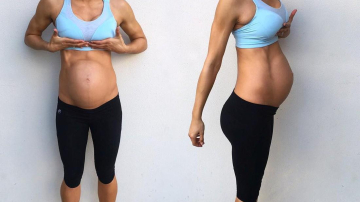 Фитнес-модель сохраняет пресс на 8 месяце беременности