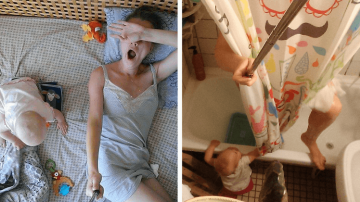 Женщина с помощью селфи-монопода запечатлела, что это такое - быть мамой