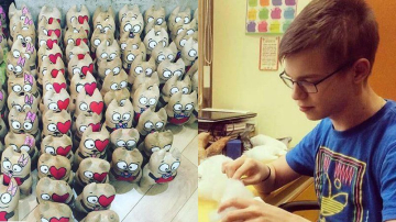 Băiețelul care coase jucării pentru a pleca la tratament în Germania