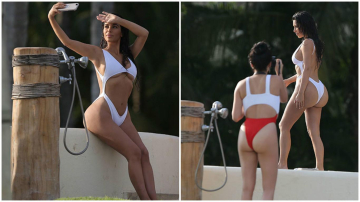 Ким Кардашьян устроила откровенную фотосессию на пляже в Мексике