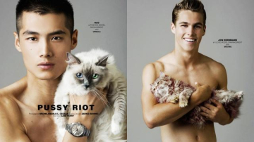 Irezistibil! Modele masculine super sexy, într-o ședință foto alături de pisici