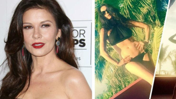 Catherne Zeta-Jones, in costum de baie, la 47 de ani