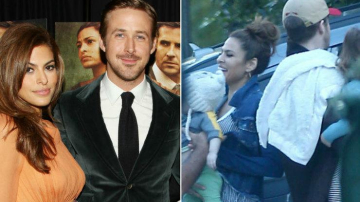 Еву Мендес и Райана Гослинга поймали на прогулке с дочками