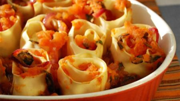 Rulade din lasagna cu umplutură de cașcaval