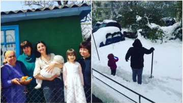 Lilu a ieșit împreună cu familia la curățat zăpada: ”Avem șansa de a le da copiilor o lecție de spirit civic”