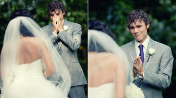 Clipa cînd mirele își vede pentru prima dată iubita în rochie de mireasă