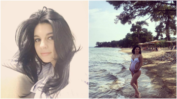 Adriana Voloșenco își etalează burtica în costum de baie