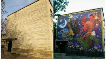 Pictură impresionantă pe pereții bibliotecii din Costești. Vezi cine este autorul (FOTO)