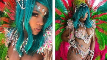 Рианна в стразах и максимально откровенном бикини на барбадосском карнавале