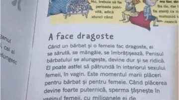 Elevii din clasa IV-a învață ce înseamnă orgasmul dintr-un manual