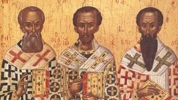 Trei ierarhi: Vasile cel Mare, Grigore Teologul și Ioan Gură de Aur; Trisfetitele