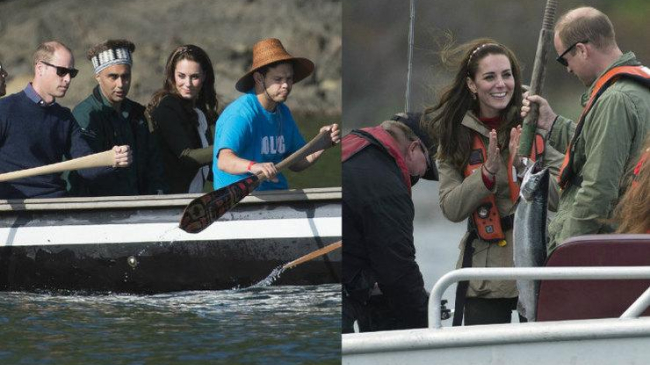 Kate Middleton şi prinţul William au făcut o călătorie cu canoe împreună cu nativii canadieni