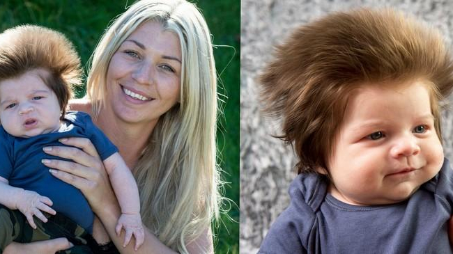 La doar 2 luni, acest micuț a devenit viral grație podoabei capilare uimitoare cu care s-a născut