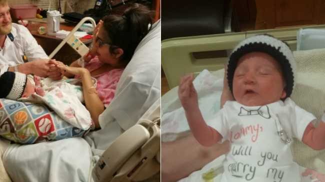 Новорожденный ребенок помог папе сделать предложение маме