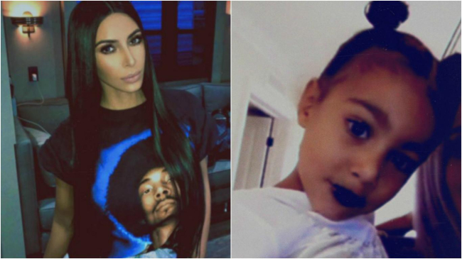 Ким Кардашьян накрасила трехлетнюю дочь Норт черной помадой