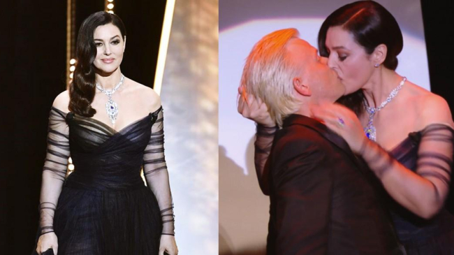 Monica Bellucci, gazda Festivalului de Film de la Cannes, a atras privirile cu un sărut pasional