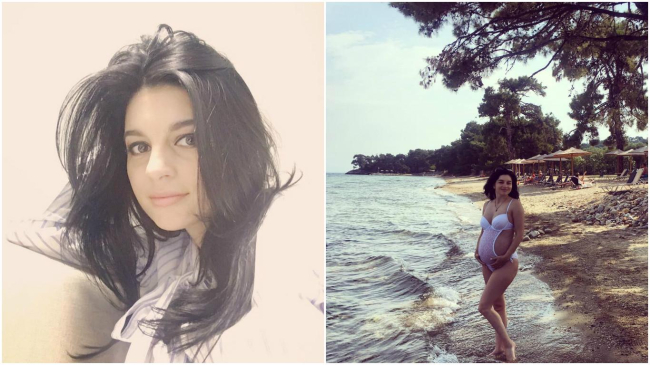 Adriana Voloșenco își etalează burtica în costum de baie