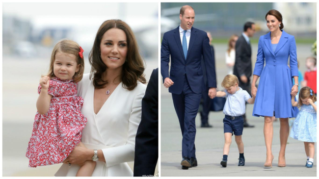 Poze amuzante cu micuții George și Charlotte în viza din Polonia