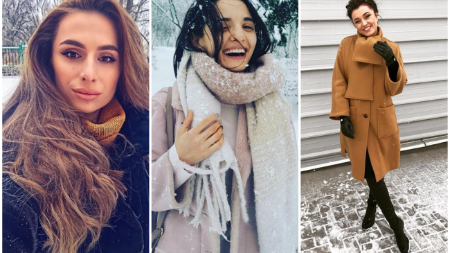 Vedetele se bucură din plin de zăpadă. Fotografii de poveste