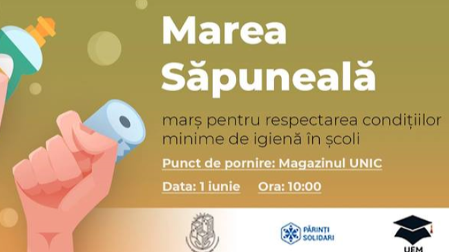 Pe 1 iunie se anunță Marea Săpuneală - marș pentru igienă mai bună în școli