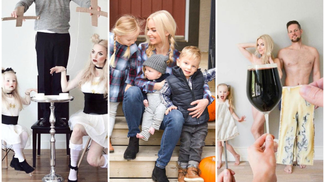 O mamă își fotografiază familia în ipostaze uimitoare