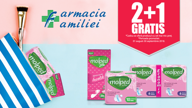 Super ofertă de la Molped! Cumpără două cutii de absorbante și pe a treia o primești cadou