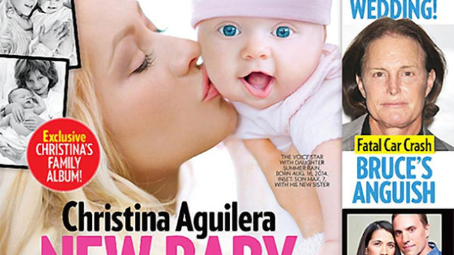Кристина Агилера с новорожденной дочкой на обложке People