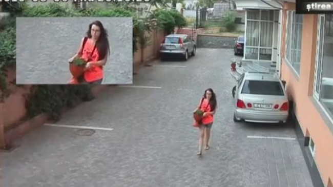 В Кишиневе девушка посреди дня украла горшок с живыми цветами