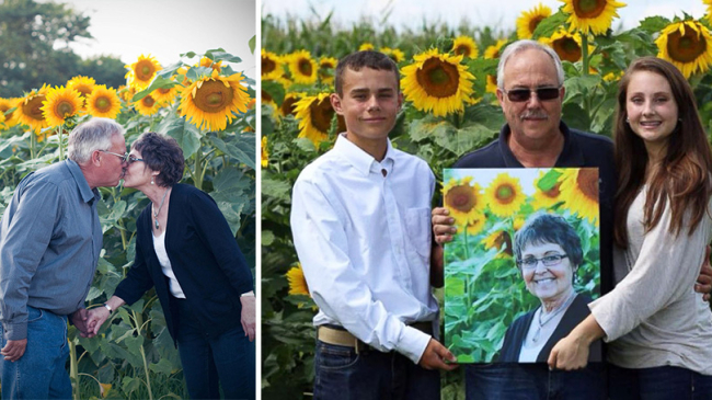 Мужчина посадил 160 гектаров подсолнечника в память о своей жене, умершей от рака